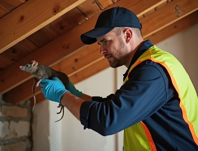 Technician inspecting a roof cavity for a dead rat in Yarra Glen